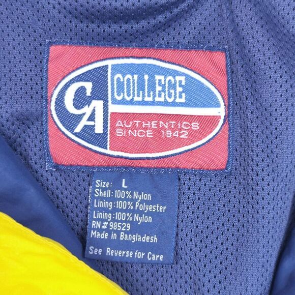 VTG CA College Authentics Michigan Navy and Yellow Full Zip Windbreaker Size Lar - Picture 9 of 11